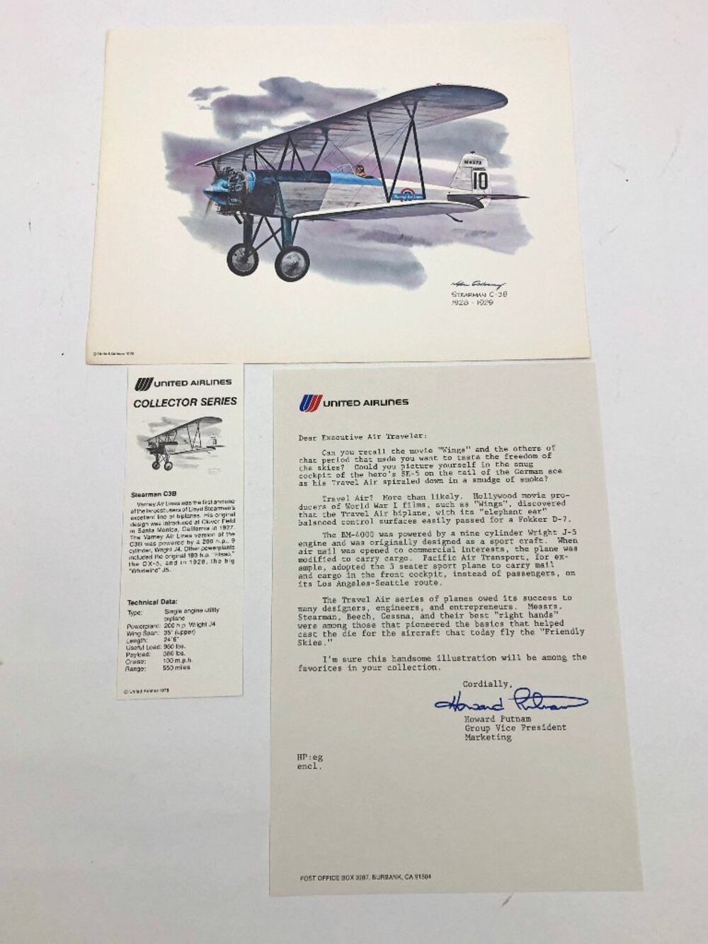 Nixon Galloway Art Print Stearman C-3B Biplane 1928-1929 United Airlines 8.5x11"